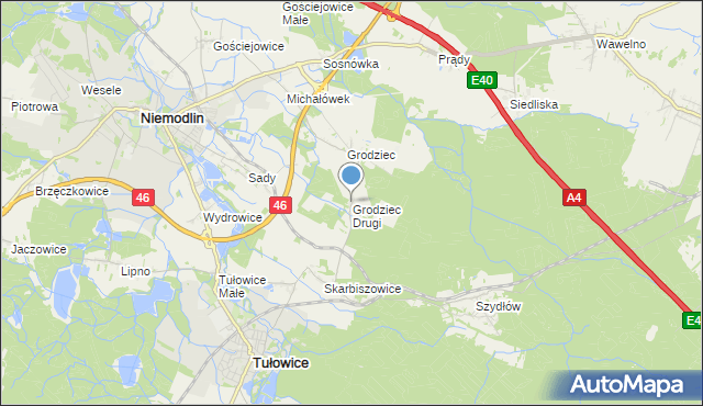 mapa Grodziec Drugi, Grodziec Drugi na mapie Targeo